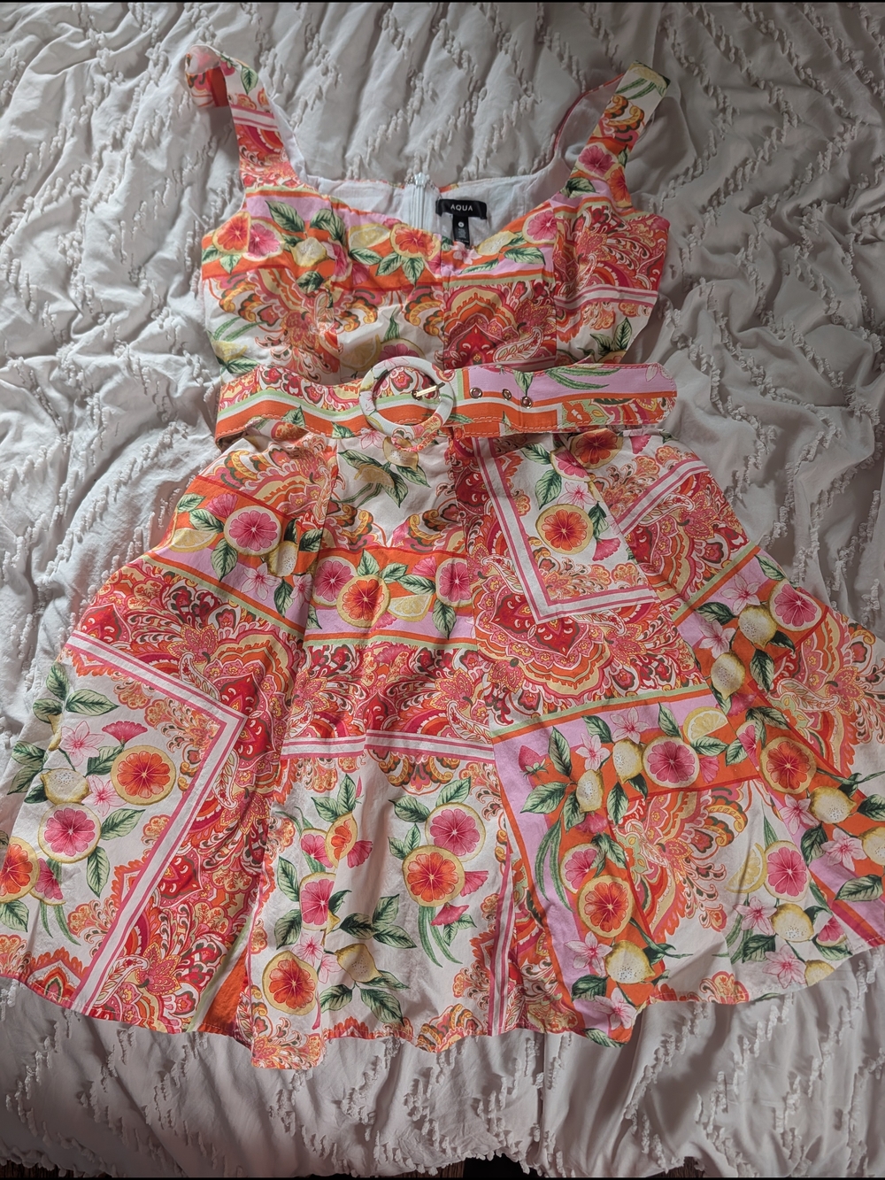 Women's Aqua Citrus Lemon Grapefruit Dress With Pockets, Size Medium, Fruit Tile